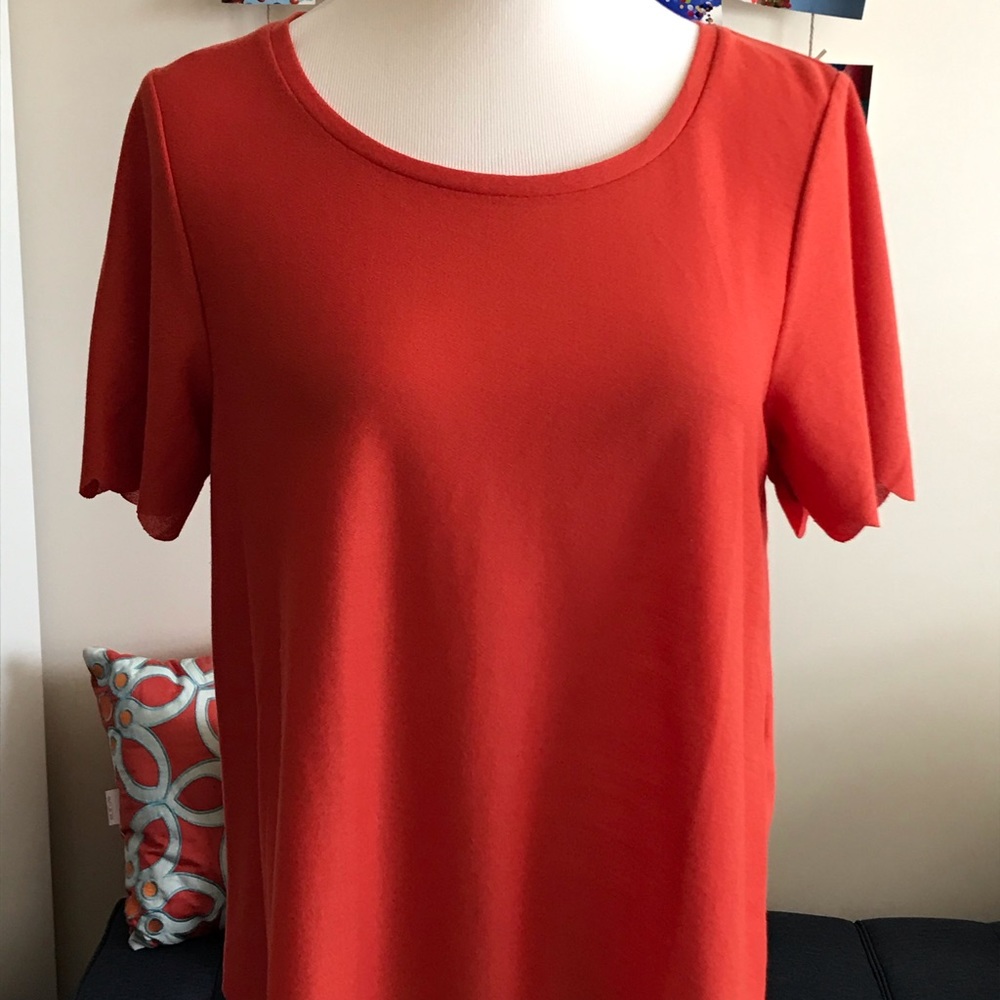 NWT Top Shop Orange Scalloped Top Size 6